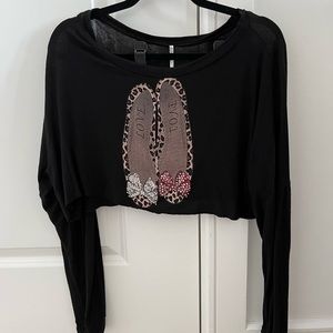 JC Fits Inc Black Pink Tan Studded Love Slippers Long sleeve Cropped Shirt